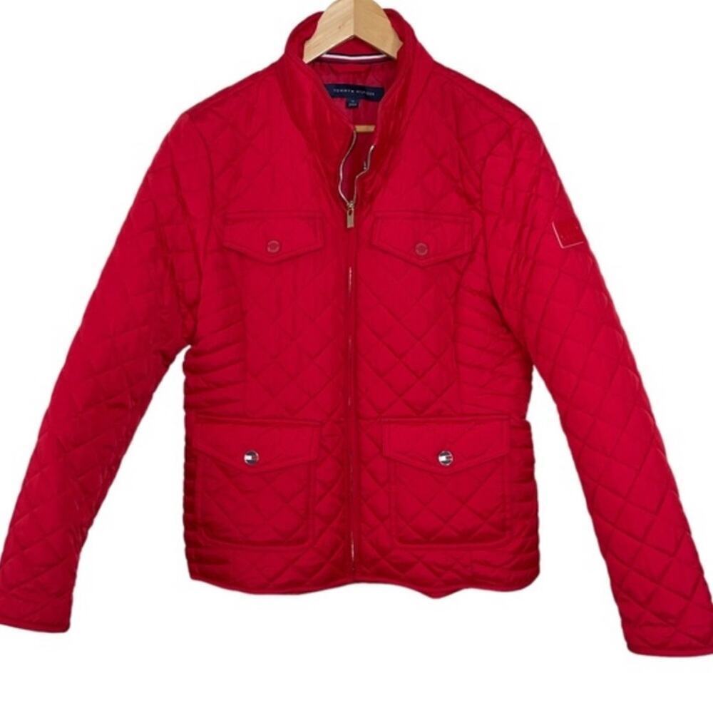 Tommy Hilfiger Light Weight Moto Quilted Puffer Jacket Red Size M